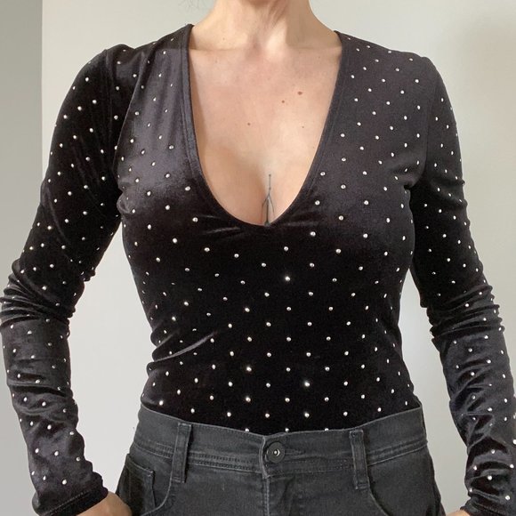 Sparkle Studded Bodysuit | Velvet | Size S - Picture 2 of 8
